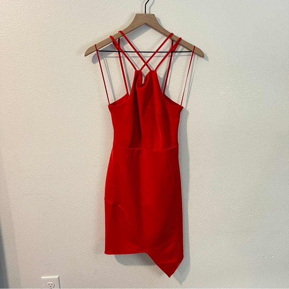Express Red Asymmetrical Wrap Style Strappy Cutouts Mini‎ Dress Size 2